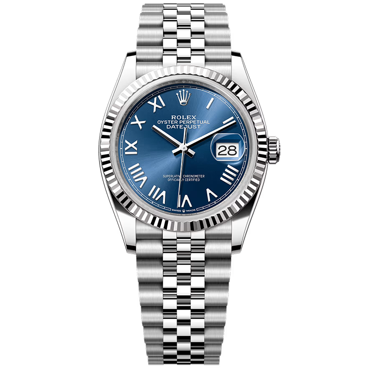 Rolex, Datejust 36, 126234, Blue New Roman Dial, Stainless Steel, Fluted Bezel, Jubilee Bracelet, 36mm