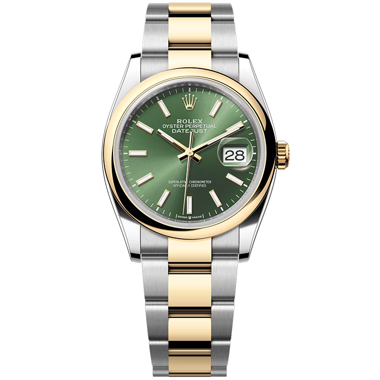 Rolex, Datejust 36, 126203, Olive Index Dial, Steel & Yellow Gold, Smooth Bezel, Oyster Bracelet, 36mm