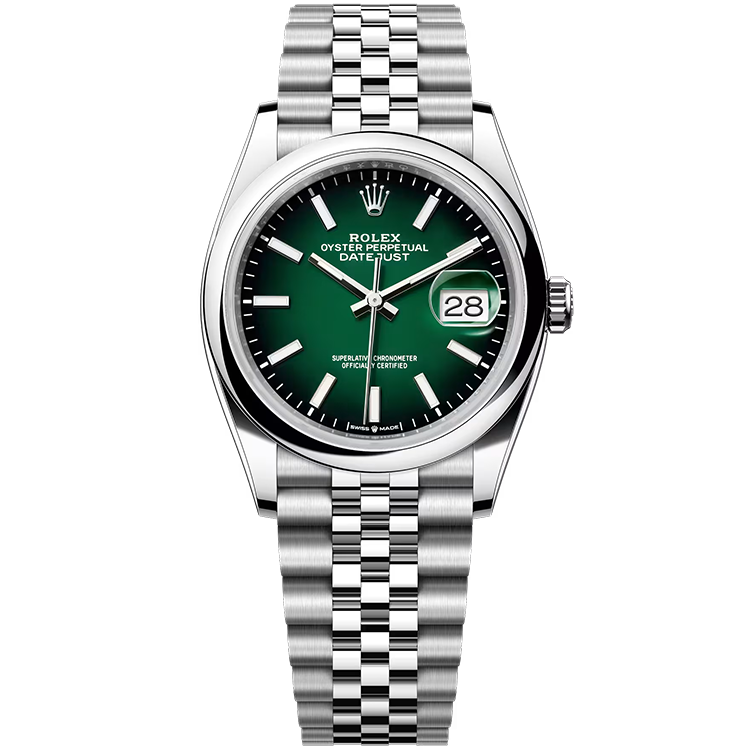 Rolex, Datejust 36, 126200, Green Ombre Dial, Stainless Steel, Smooth Bezel, Jubilee Bracelet, 36mm
