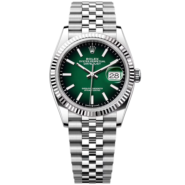 Rolex, Datejust 36, 126234, Green Ombre Dial, Stainless Steel, Fluted Bezel, Jubilee Bracelet, 36mm