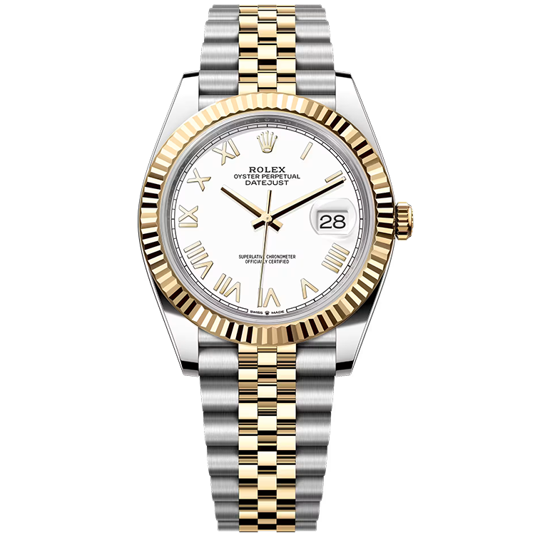 Rolex, Datejust 41, 126333, White Roman Dial, Steel & Yellow Gold, Fluted Bezel, Jubilee Bracelet, 41mm