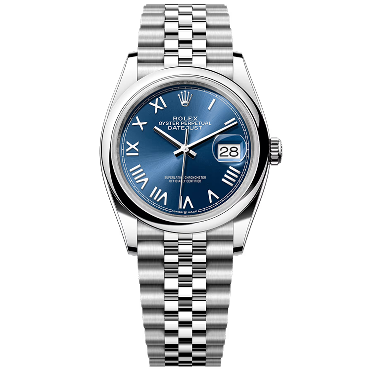 Rolex, Datejust 36, 126200, Blue New Roman Dial, Stainless Steel, Smooth Bezel, Jubilee Bracelet, 36mm