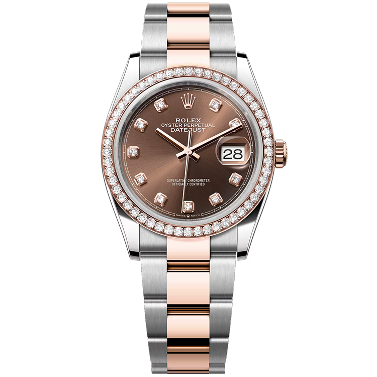 Rolex, Datejust 36, 126281RBR, Chocolate Diamond Dial, Steel & Rose Gold, Diamond Bezel, Oyster Bracelet, 36mm