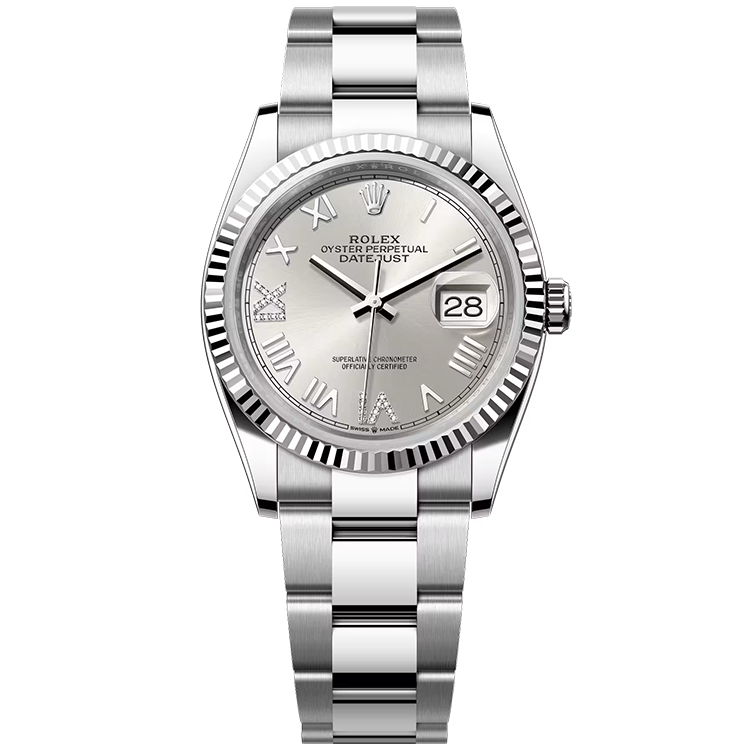Rolex, Datejust 36, 126234, Oyster New Roman Diamond Dial, Stainless Steel, Fluted Bezel, Oyster Bracelet, 36mm