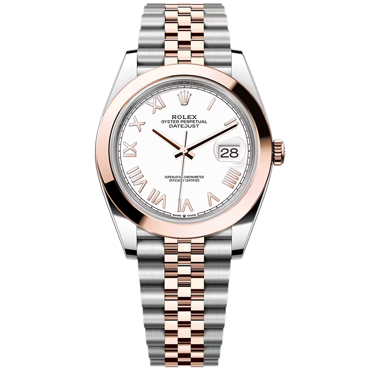 Rolex, Datejust 41, 126301, White Roman Dial, Steel & Rose Gold, Smooth Bezel, Jubilee Bracelet, 41mm