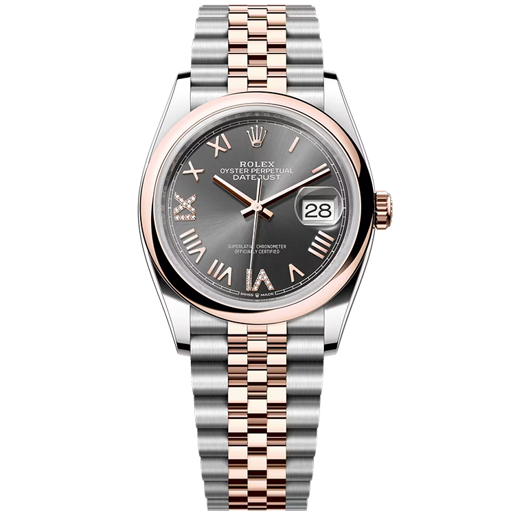 Rolex, Datejust 36, 126201, Grey New Roman Dial, Steel & Rose Gold, Smooth Bezel, Jubilee Bracelet, 36mm
