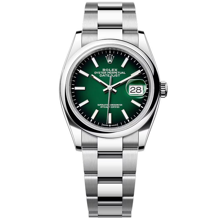 Rolex, Datejust 36, 126200, Green Ombre Dial, Stainless Steel, Smooth Bezel, Oyster Bracelet, 36mm