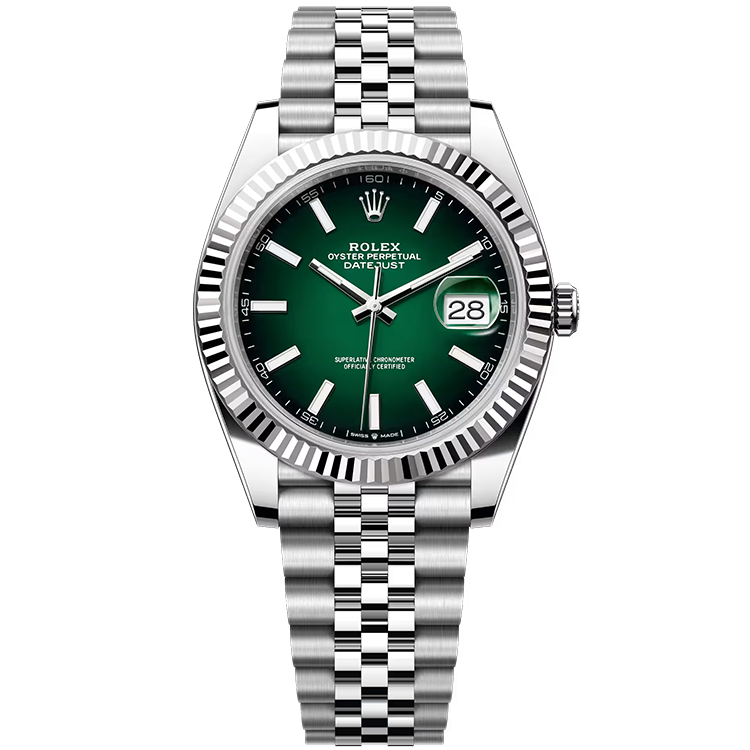Rolex, Datejust 41, 126334, Green Ombre Dial, Stainless Steel, Fluted Bezel, Jubilee Bracelet, 41mm