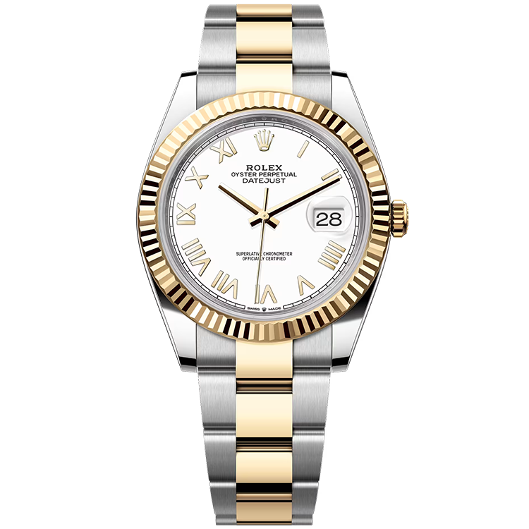 Rolex, Datejust 41, 126333, White Roman Dial, Steel & Yellow Gold, Fluted Bezel, Oyster Bracelet, 41mm
