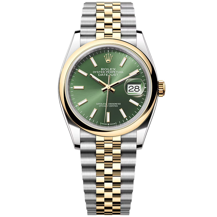 Rolex, Datejust 36, 126203, Olive Index Dial, Steel & Yellow Gold, Smooth Bezel, Jubilee Bracelet, 36mm