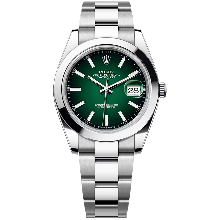Rolex, Datejust 41, 126300, Green Ombre Dial, Stainless Steel, Smooth Bezel, Oyster Bracelet, 41mm