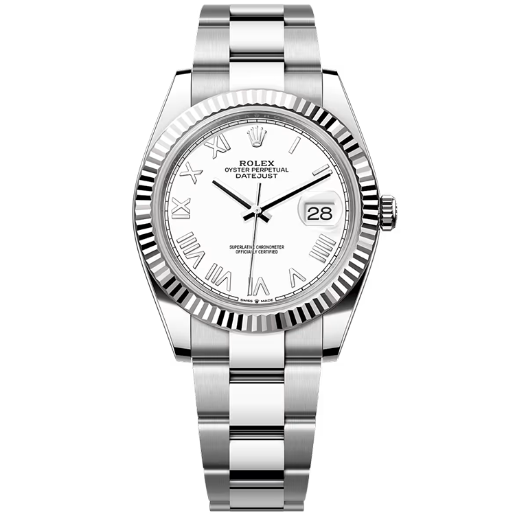 Rolex, Datejust 41, 126334, White New Roman Dial, Stainless Steel, Fluted Bezel, Oyster Bracelet, 41mm