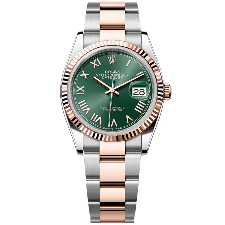 Rolex, Datejust 36, 126231, Mint New Roman Dial, Steel & Rose Gold, Fluted Bezel, Oyster Bracelet, 36mm