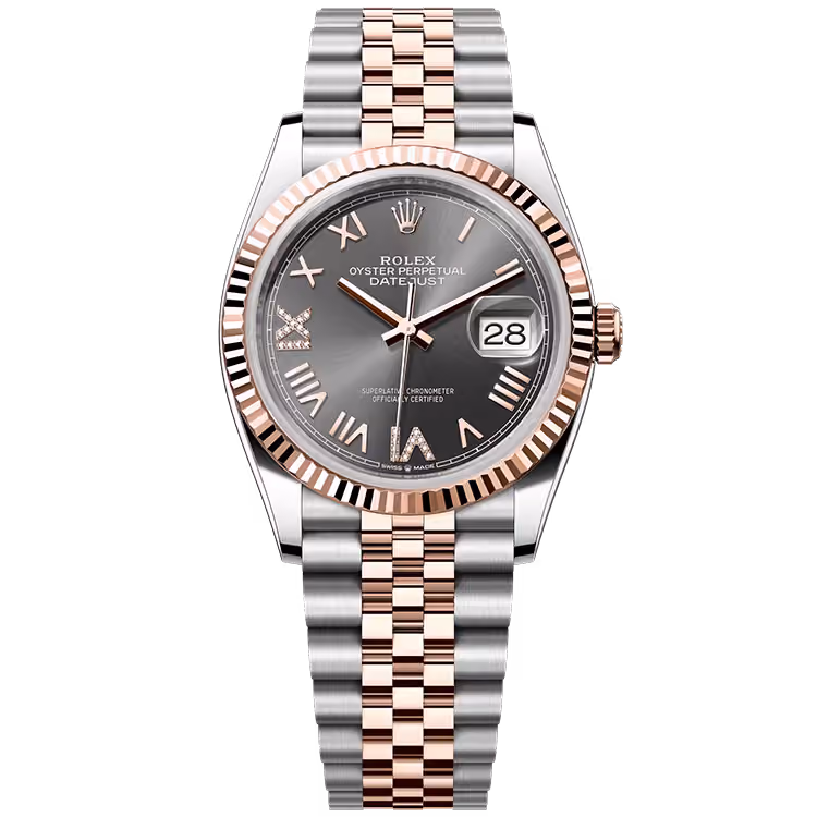 Rolex, Datejust 36, 126231, Rhodium New Roman Diamond Dial, Steel & Rose Gold, Fluted Bezel, Jubilee Bracelet, 36mm