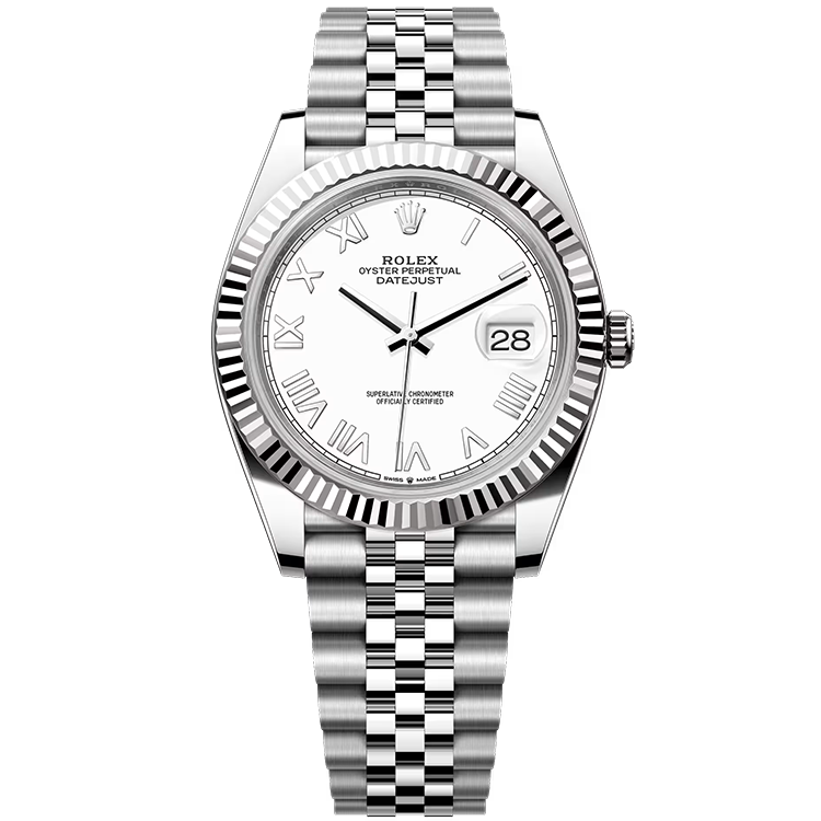 Rolex, Datejust 41, 126334, White New Roman Dial, Stainless Steel, Fluted Bezel, Jubilee Bracelet, 41mm