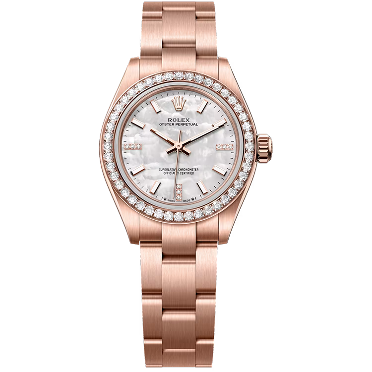 Rolex, Oyster Perpetual 28, 276245RBR, Mother of Pearl Dial, Rose Gold, Diamond Bezel, Oyster Bracelet, 28mm