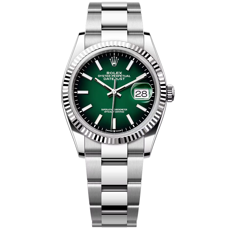 Rolex, Datejust 36, 126234, Green Ombre Dial, Stainless Steel, Fluted Bezel, Oyster Bracelet, 36mm