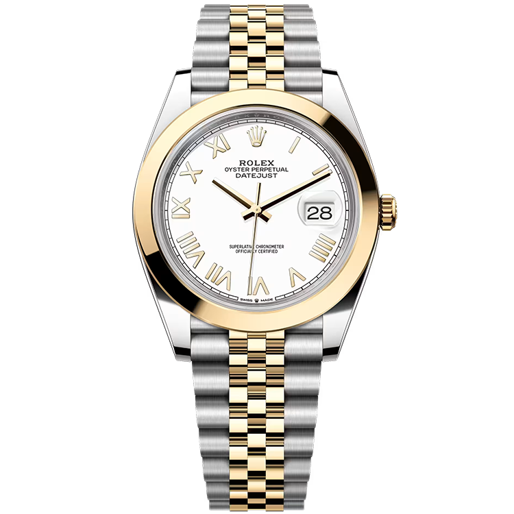 Rolex, Datejust 41, 126303, White Roman Dial, Steel & Yellow Gold, Smooth Bezel, Jubilee Bracelet, 41mm