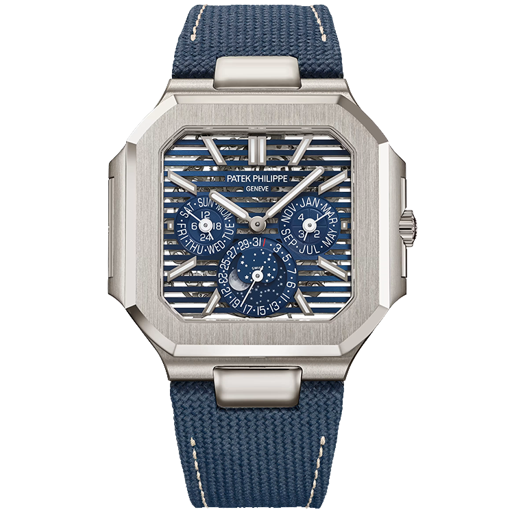 Patek Philippe, Cubitus, 5840P, Blue Dial,  Perpetual Calendar, Platinum, Fabric Strap, 45mm
