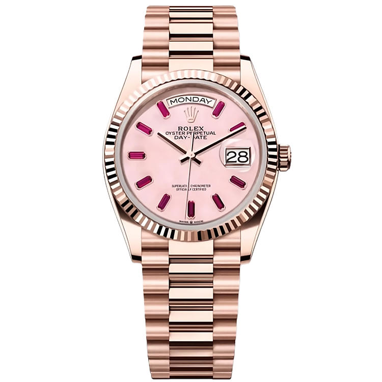 Rolex, Day-Date 36, 128235, Pink Opal Dial, Rose Gold, Presidential Bracelet, 36mm