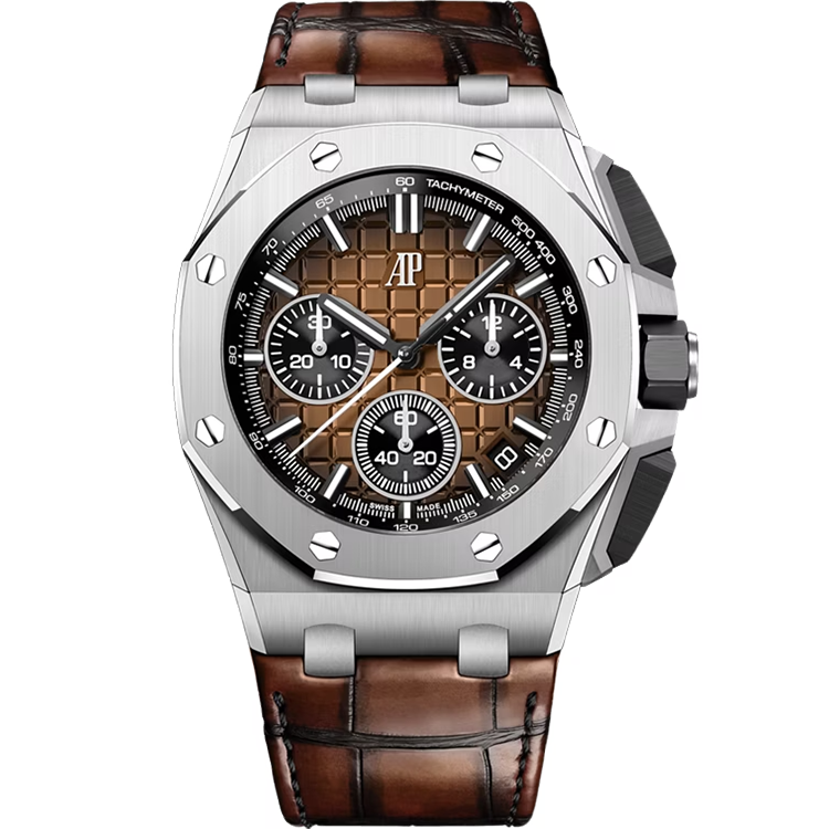 Audemars Piguet, Royal Oak Offshore, 26420ST, Smoked Chocolate Dial, Chronograph, Stainless Steel, Leather Strap, 43mm  