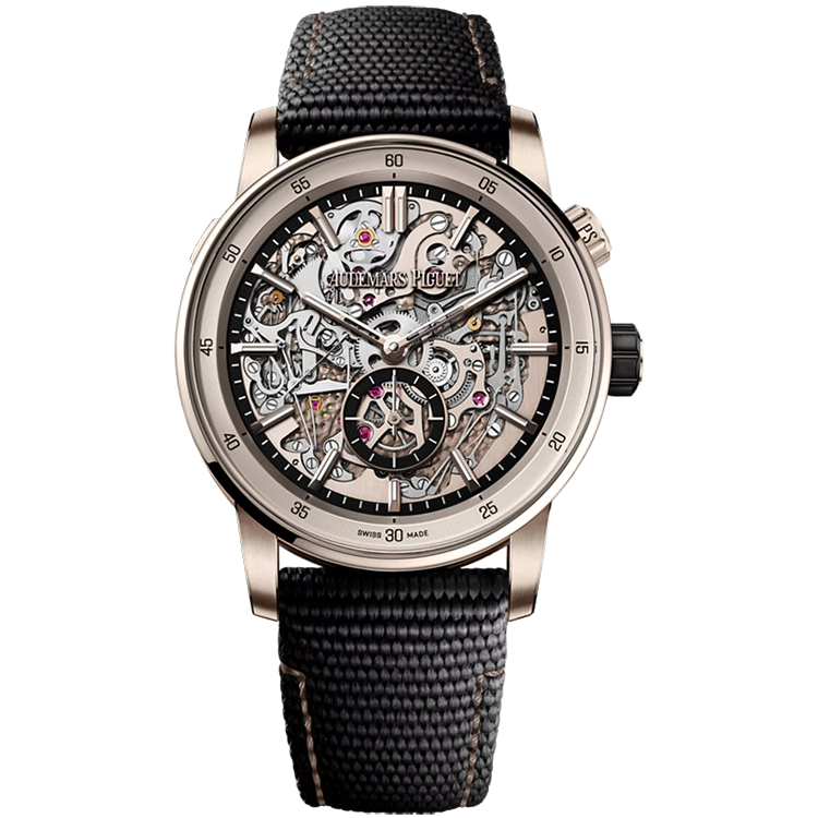 Audemars Piguet, 11.59, 26397QS, Skeleton Dial, Minute Repeater, Supersonnerie, Black Ceramic, Rubber Strap, 41mm