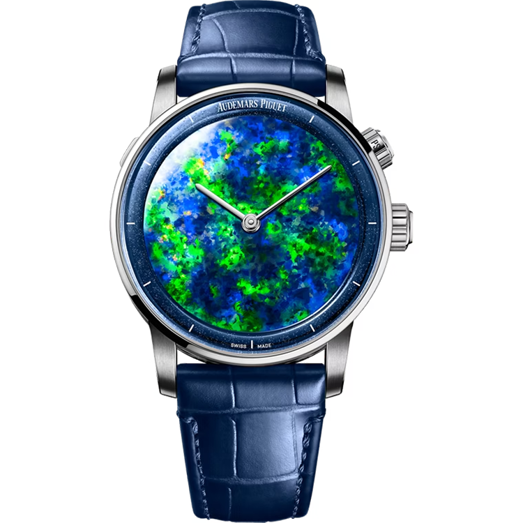 Audemars Piguet, Code 11.59, 26397BC, Blue Harlequin Dial, White Gold, Leather Strap, 41mm