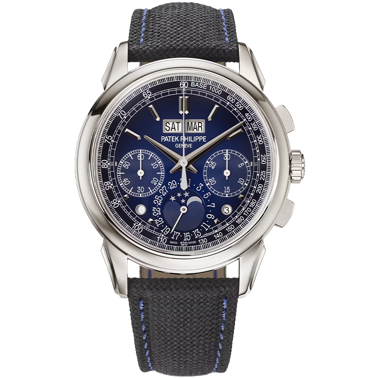 Patek Philippe, Grand Complications, 5270P, Blue Dial, Chronograph, Platinum, Fabric Strap, 41mm