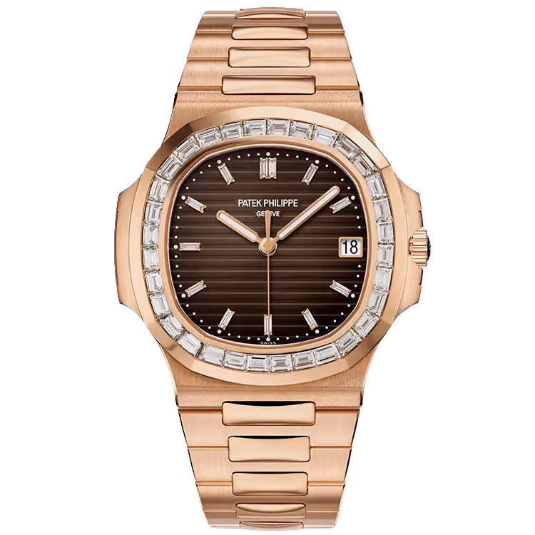 Patek Philippe, Nautilus, 5723/1R, Chocolate Dial, Rose Gold, Diamond Bezel, 40mm