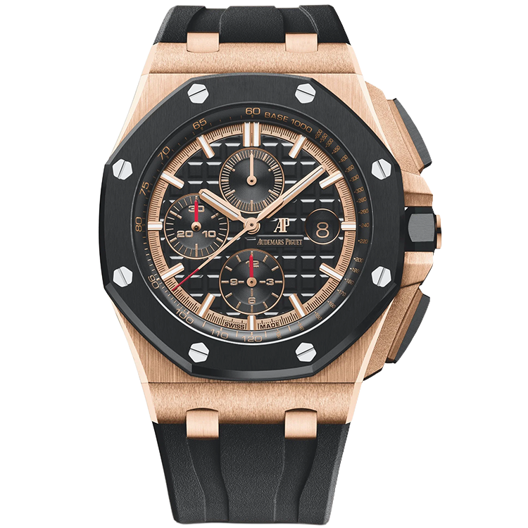 Audemars Piguet, Royal Oak Offshore, 26401RO, Black Dial, Chronograph, Rose Gold, Rubber Strap, 44mm