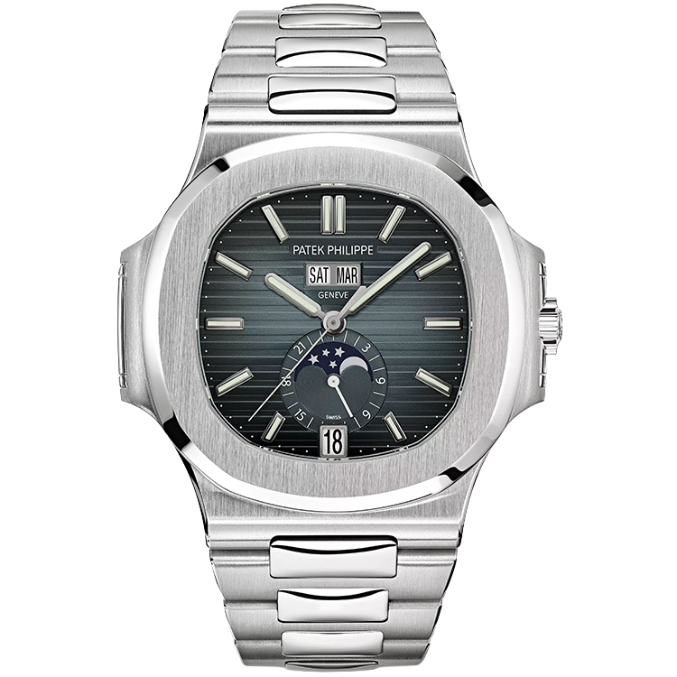 Patek Philippe, Nautilus, 5726/1A, Blue Dial, Annual Calendar, Moon Phase, Stainless Steel, 41mm