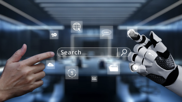 human and robot working together on tehcnological screen