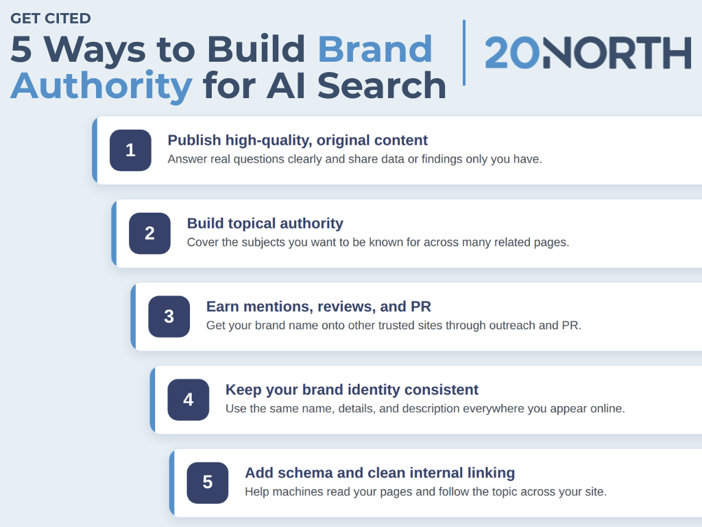 5 ways to build brand authority for ai search infographic