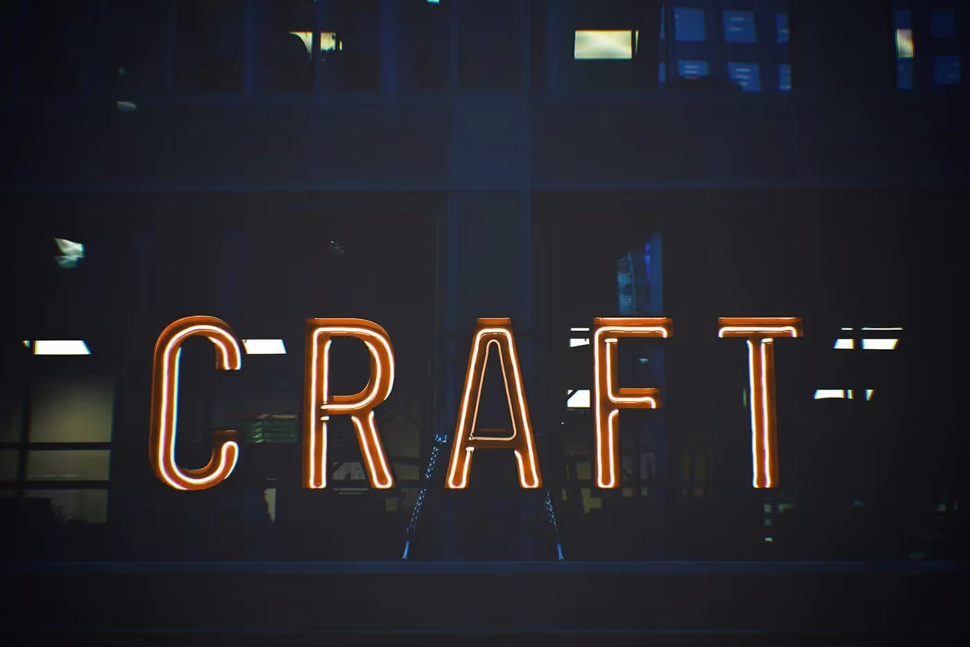 Neonletters spelling 'craft'