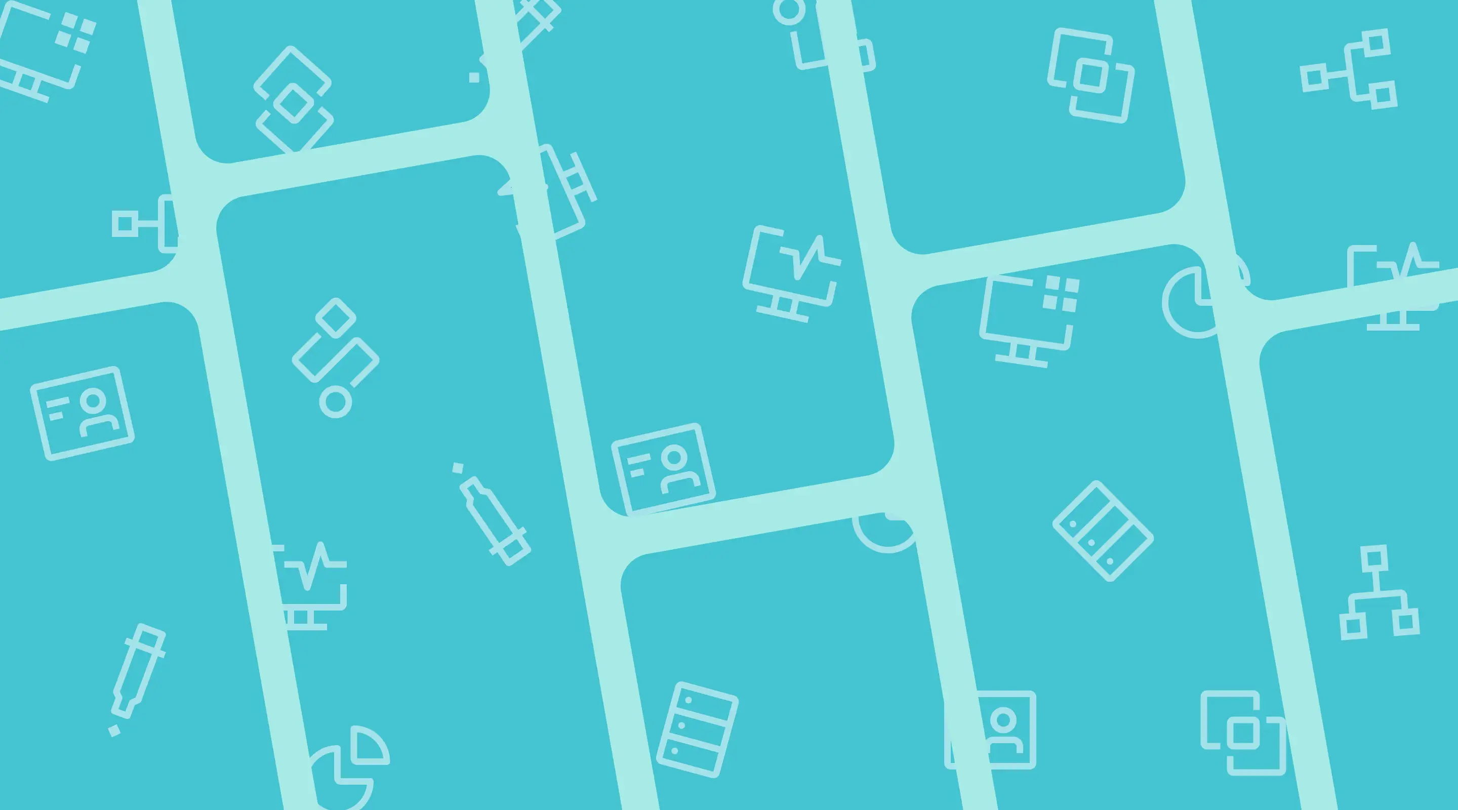 An image of white web design icons on a green background