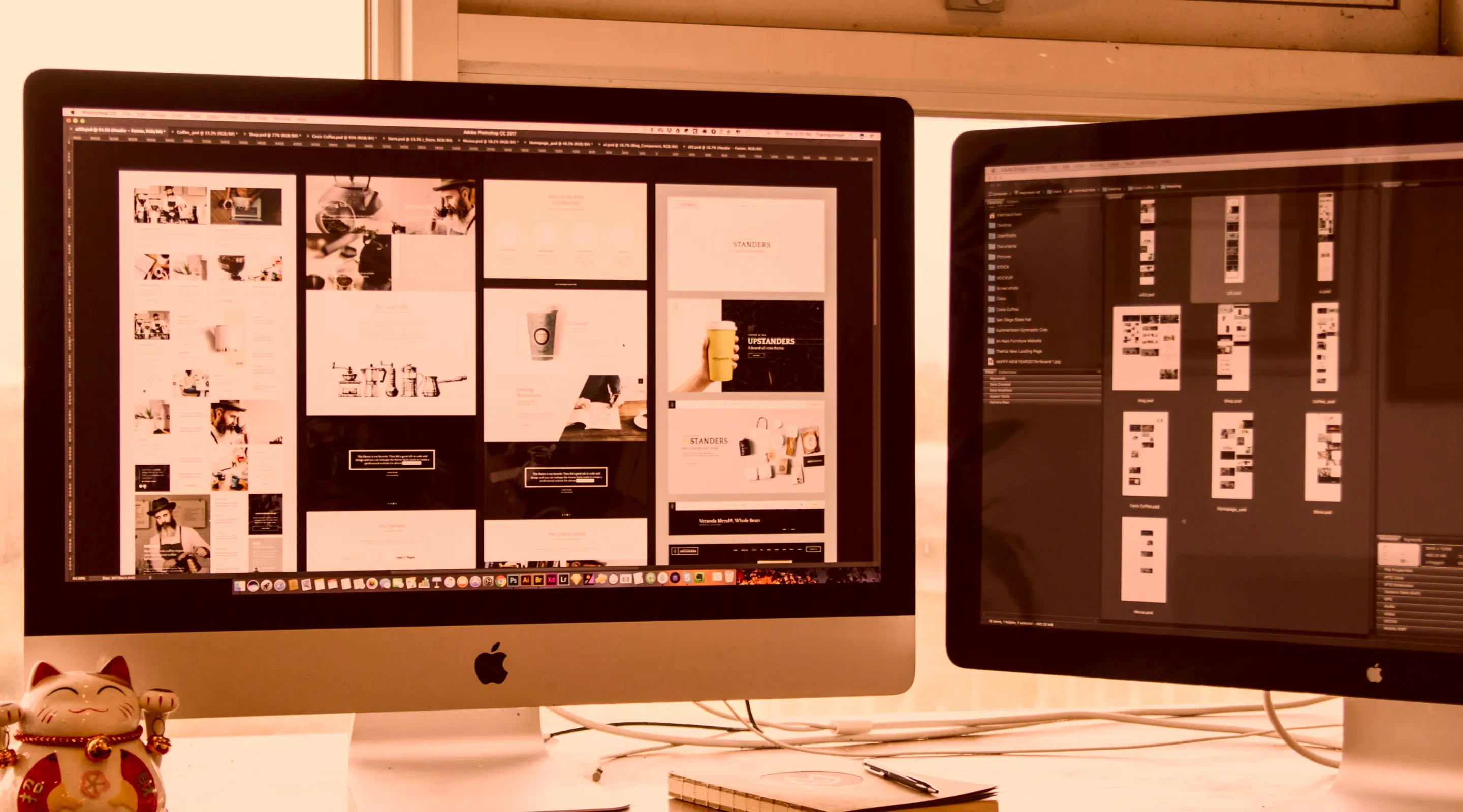 mockups of website design on a computer screen