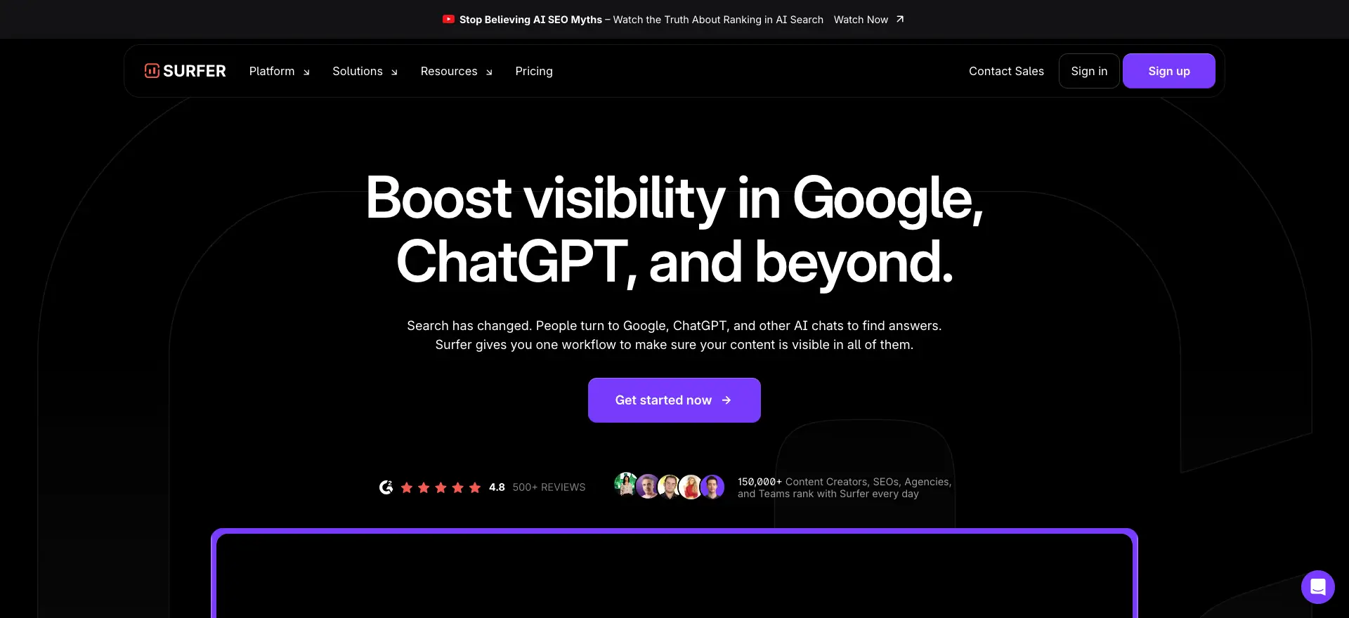 screenshot of surfer seo