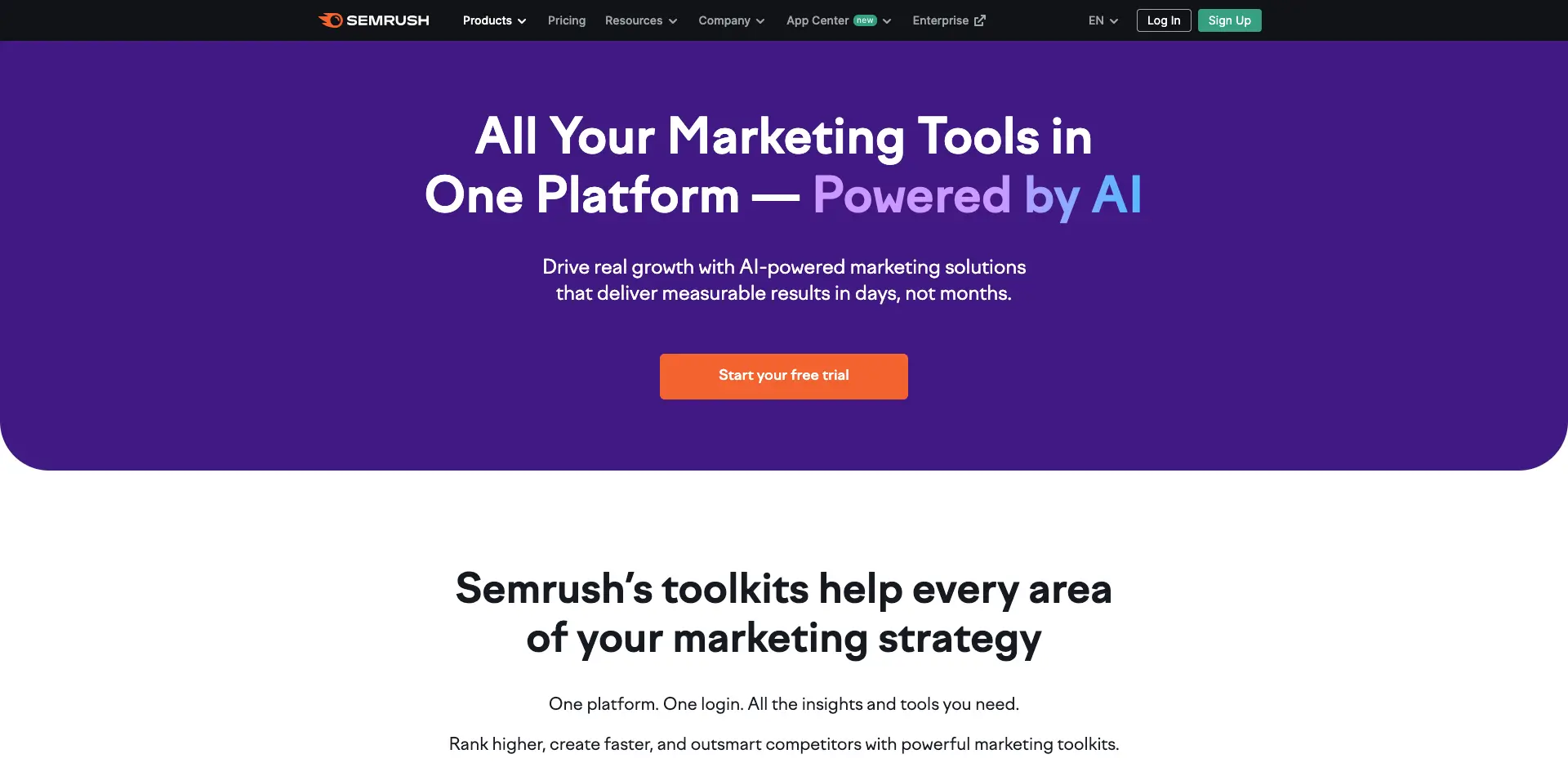 screenshot of semrush AI toolkit