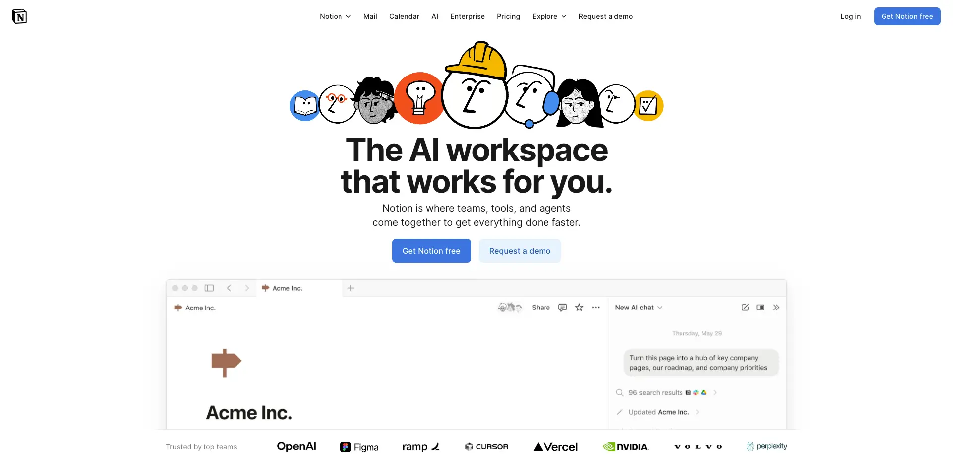 screenshot of notion AI