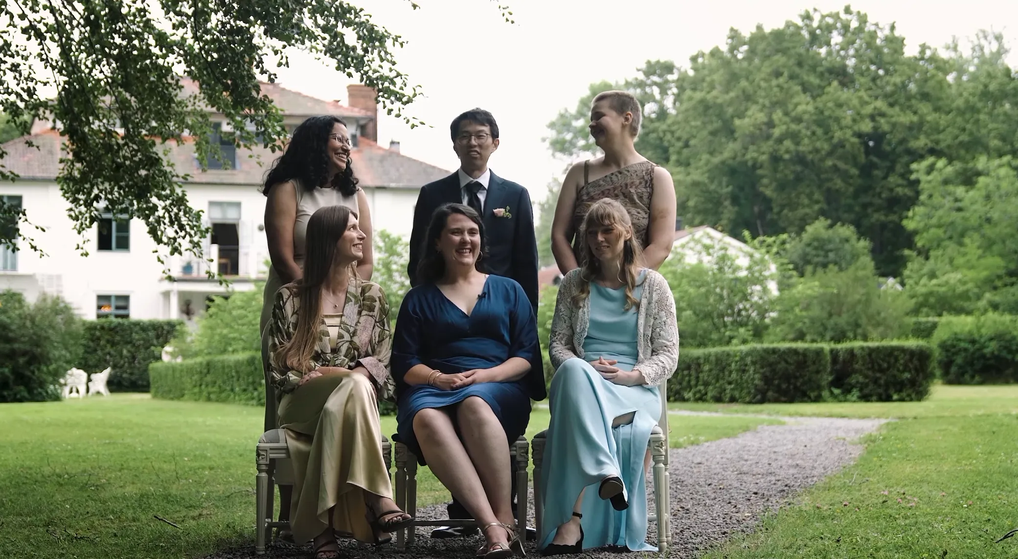 Wedding guests posing for a guestbook video