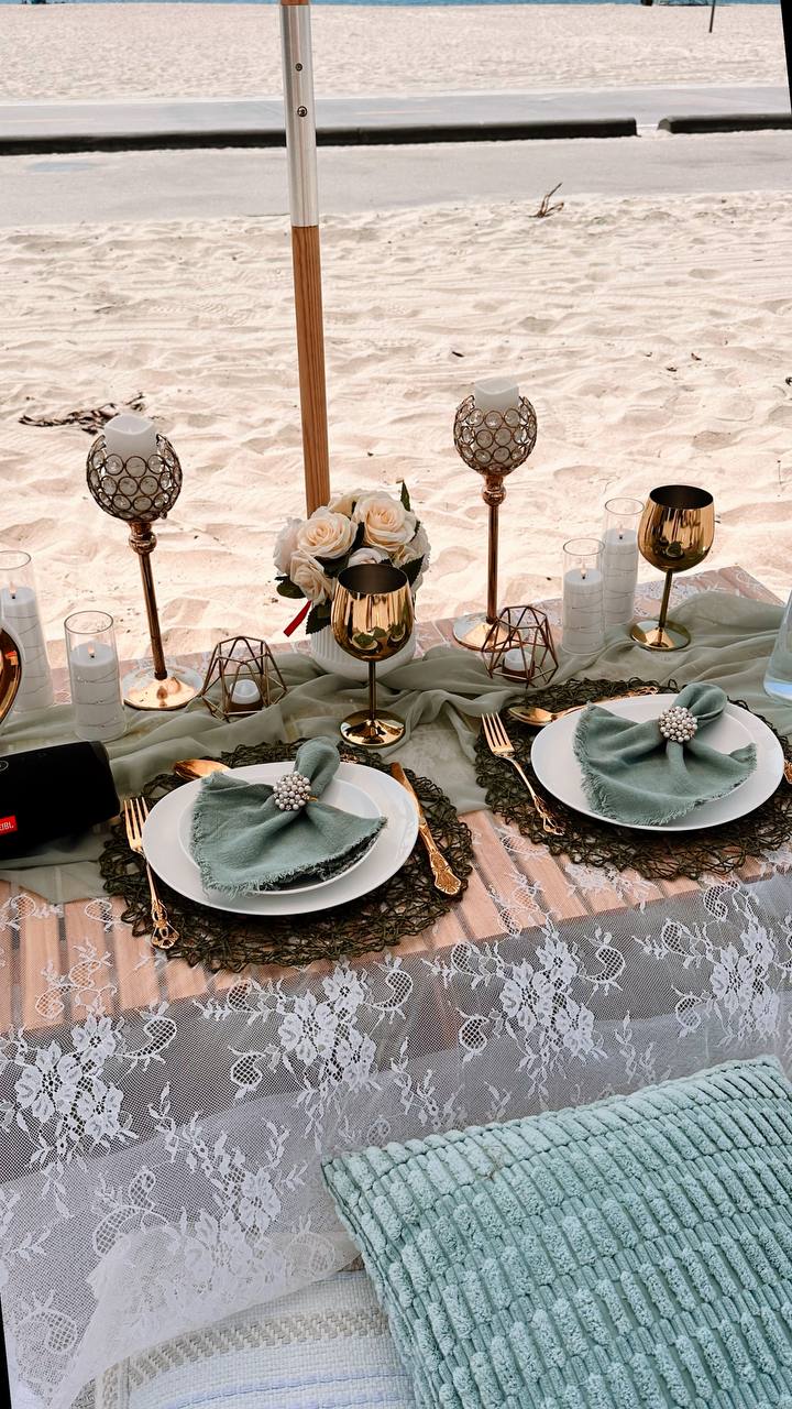 Green event table arrangement