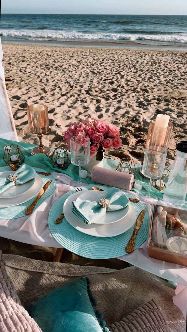 Beach event picnic setup
