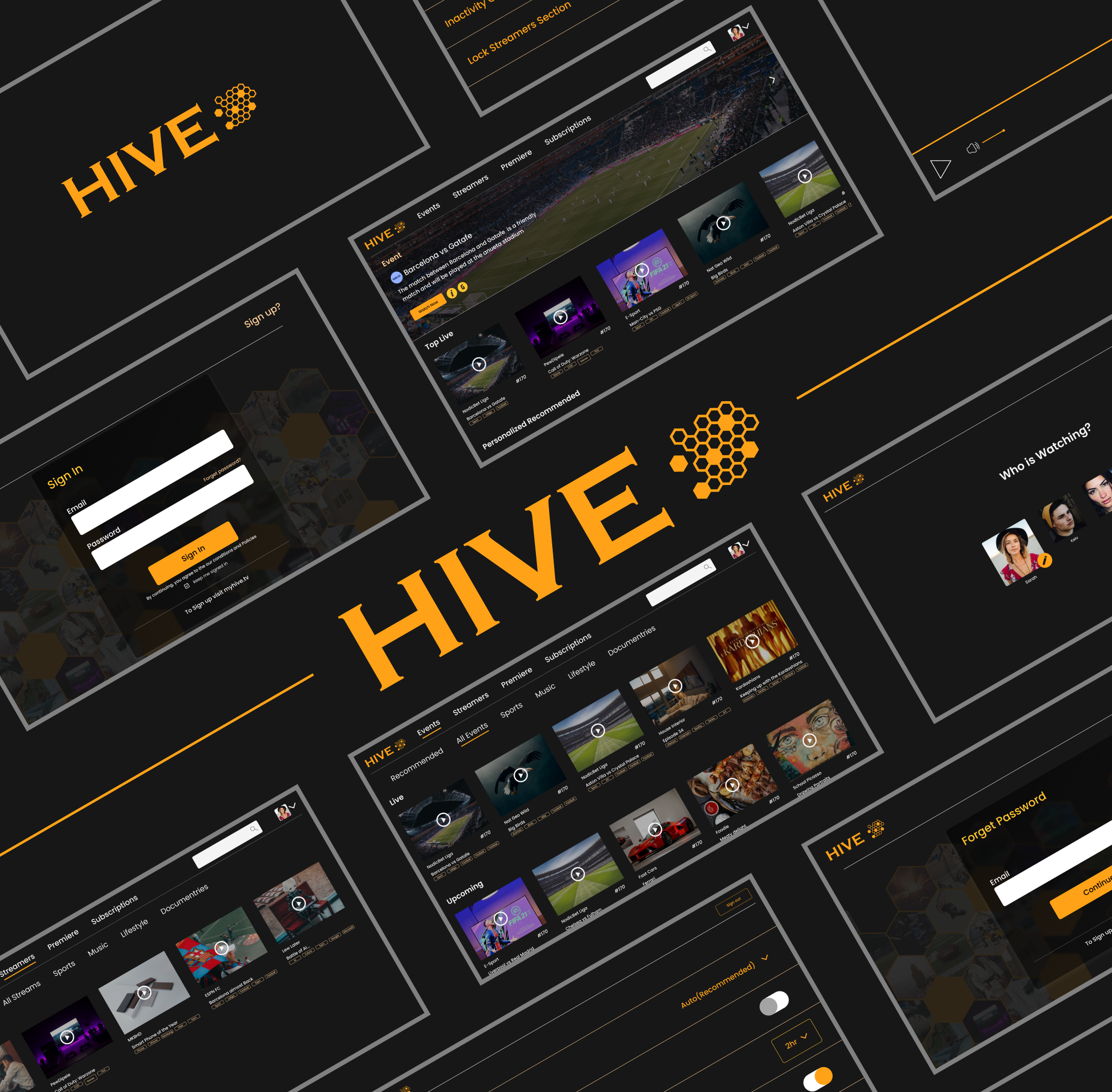 Mock up of some of hive screens