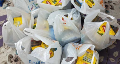 شنط رمضان ( مواد غذائيه ) تكفي شهر كامل مع مؤسسة وبالماء نحيا الخيرية