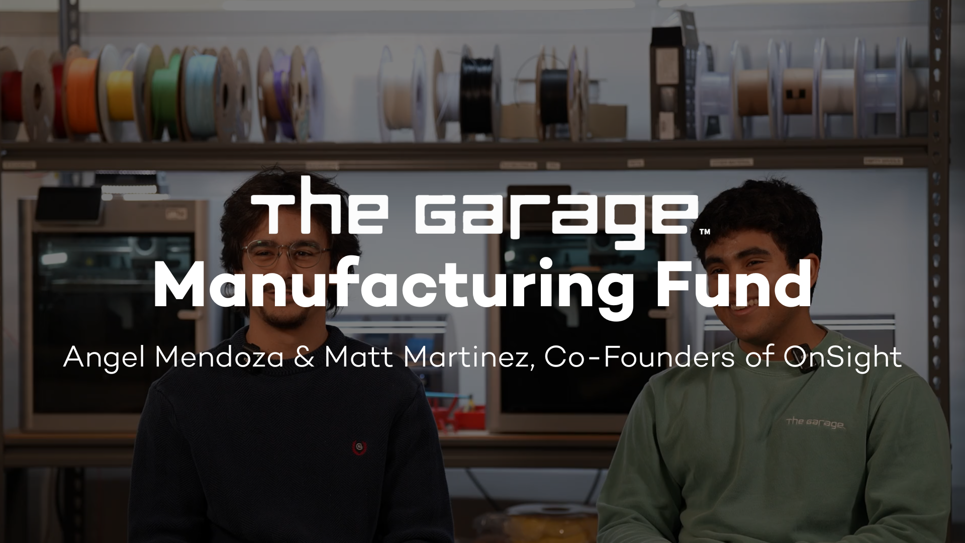 Angel and Matt sit in the makerspace 