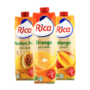  Jugos Rica 1 L Mango, Naranja y Fruta de la Pasión.