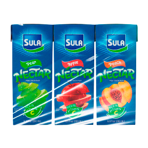 Jugos Tetra Sula 200 ml 3 pack Manzana, Durazno, Pera y Mix.