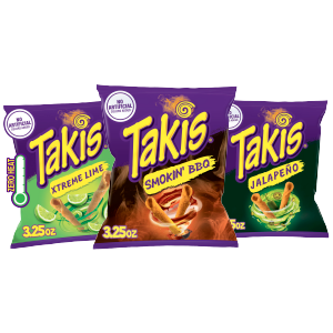 Takis 3.25 oz X3 Xtreme Lime, Smokin BBQ, Jalapeño