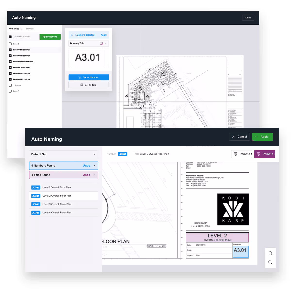 Example of auto-naming your construction plans using AI