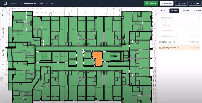 A custom polygon selected within Togal.AI